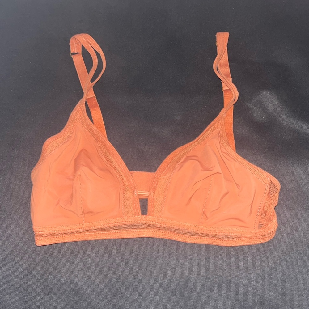 Small Unlined Orange Mesh Bra